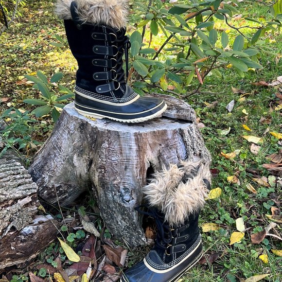 Sorel 'Joan of Arctic" faux fur waterproof snow boot, black suede, size 8 - Picture 6 of 6